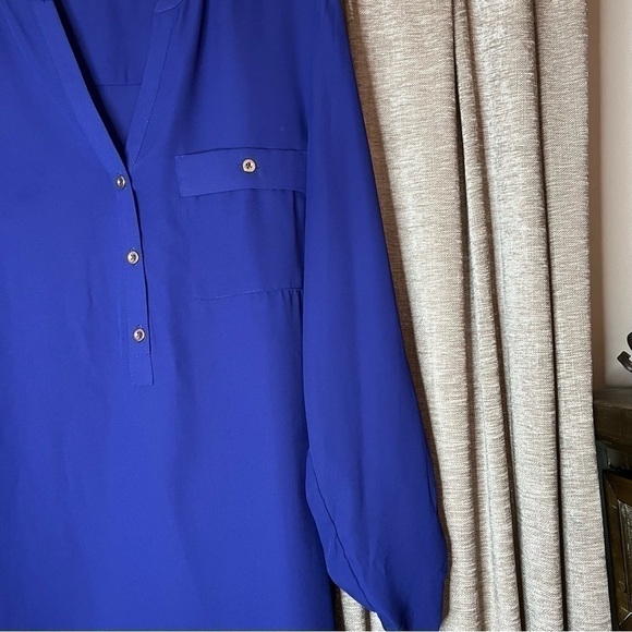 Zac & Rachel Purple Flowy Cuffed Sleeve Tunic Blouse Size Large - Picture 6 of 16